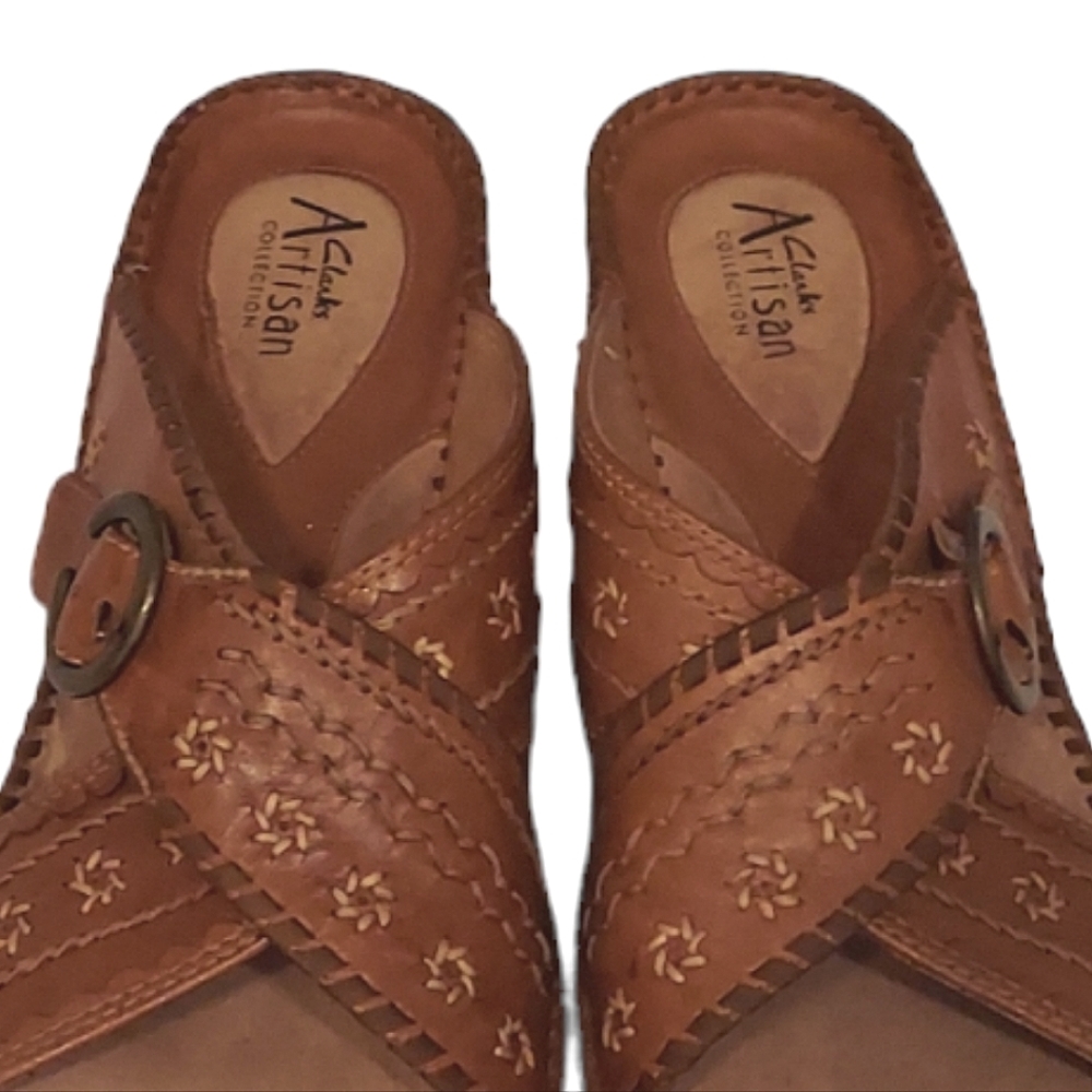 Clarks Artisan Collection Leather Clogs Size 9 - Picture 9 of 10